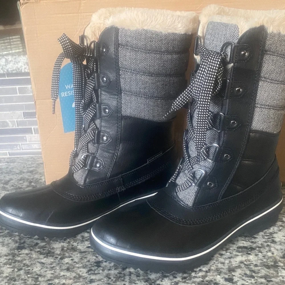 JBU by Jambu Siberia Water Resistant Winter Boots Black Herringbone B2SIB91 8.5M